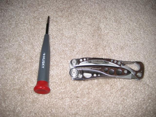 Husky screwdriver and Leatherman Skeletool