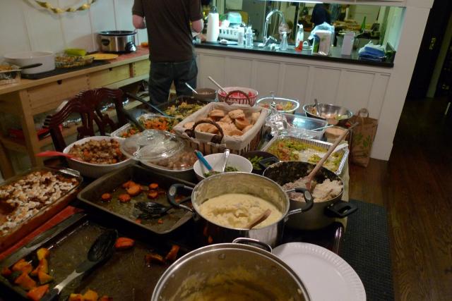 Giant table of food