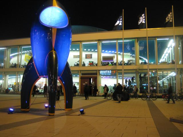 View of the bcc with a rocket ship