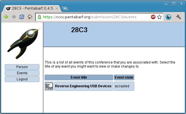 28c3 talk submission system - Reverse Engineering USB Devices - accepted