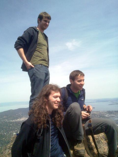 Austin, Peter, and me on a tall rock at the peak